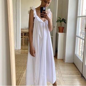 H&M ruffle trimmed white maxi dress